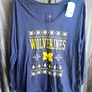 Michigan V-Neck Christmas Logo women’s 2XL